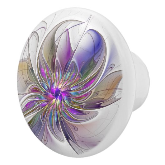 Energetische, kleurrijke Abstracte fractale kunstb Keramische Knop (Rechts)