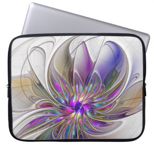 Energetische, kleurrijke Abstracte fractale kunstb Laptop Sleeve