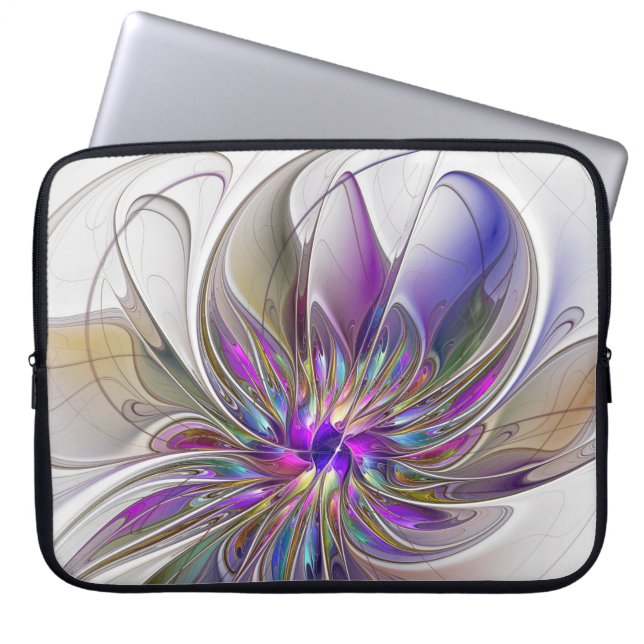 Energetische, kleurrijke Abstracte fractale kunstb Laptop Sleeve (Voorkant)