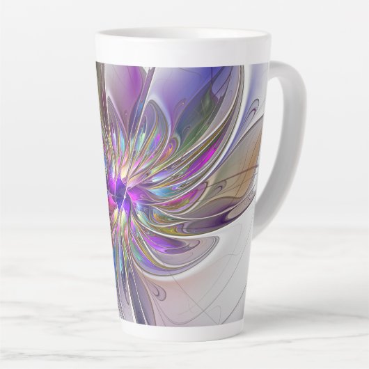 Energetische, kleurrijke Abstracte fractale kunstb Latte Mok (Rechterhoek)