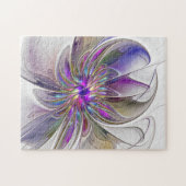 Energetische, kleurrijke Abstracte fractale kunstb Legpuzzel (Horizontaal)