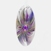 Energetische, kleurrijke Abstracte fractale kunstb Metalen Ornament (Voorkant links)