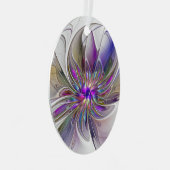 Energetische, kleurrijke Abstracte fractale kunstb Metalen Ornament (Voorkant Rechts)