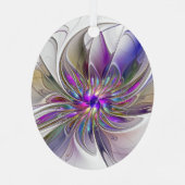 Energetische, kleurrijke Abstracte fractale kunstb Metalen Ornament (Achterkant)