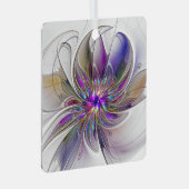 Energetische, kleurrijke Abstracte fractale kunstb Metalen Ornament (Voorkant Rechts)