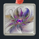 Energetische, kleurrijke Abstracte fractale kunstb Metalen Ornament<br><div class="desc">Een veelkleurige krachtige fantasiebloem,  unieke bloederige fractale Kunst. Ontwerp voor uw rechthoekige metalen versiering en meer.</div>