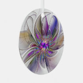 Energetische, kleurrijke Abstracte fractale kunstb Metalen Ornament (Voorkant Rechts)