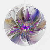 Energetische, kleurrijke Abstracte fractale kunstb Metalen Ornament (Achterkant)