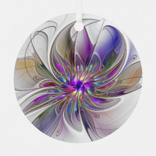 Energetische, kleurrijke Abstracte fractale kunstb Metalen Ornament