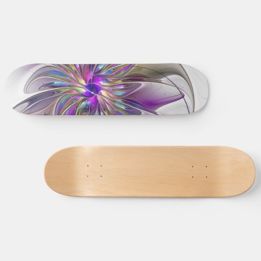 Energetische, kleurrijke Abstracte fractale kunstb Persoonlijk Skateboard (Horizontaal)