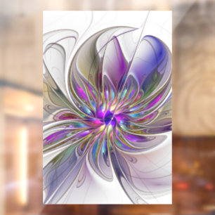 Energetische, kleurrijke Abstracte fractale kunstb Raamsticker