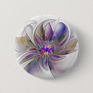Energetische, kleurrijke Abstracte fractale kunstb Ronde Button 5,7 Cm
