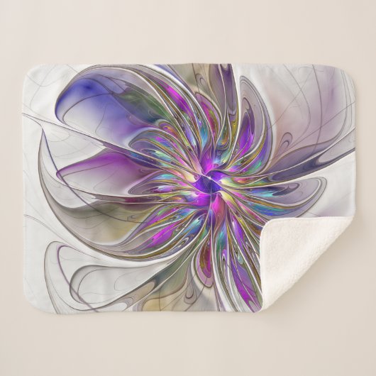 Energetische, kleurrijke Abstracte fractale kunstb Sherpa Deken (Voorkant (horizontaal))