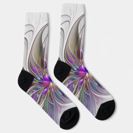 Energetische, kleurrijke Abstracte fractale kunstb Sokken (Rechts)