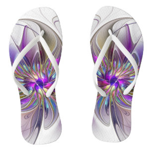 Energetische, kleurrijke Abstracte fractale kunstb Teenslippers