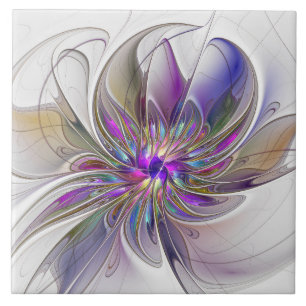 Energetische, kleurrijke Abstracte fractale kunstb Tegeltje