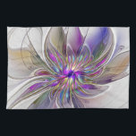 Energetische, kleurrijke Abstracte fractale kunstb Theedoek<br><div class="desc">Een veelkleurige krachtige fantasiebloem, unieke bloemige fractale kunst. Ontwerp voor uw keukenhanddoek en meer.</div>