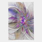 Energetische, kleurrijke Abstracte fractale kunstb Theedoek (Verticaal)