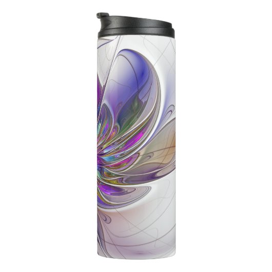 Energetische, kleurrijke Abstracte fractale kunstb Thermosbeker (Geroteerd rechts)