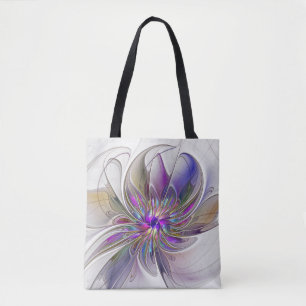 Energetische, kleurrijke Abstracte fractale kunstb Tote Bag