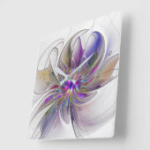 Energetische, kleurrijke Abstracte fractale kunstb Vierkante Klok (Hoek)