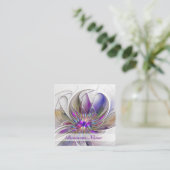 Energetische, kleurrijke Abstracte fractale kunstb Vierkante Visitekaartje (Staand voorkant)