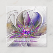 Energetische, kleurrijke Abstracte fractale kunstb Vierkante Visitekaartje (Voorkant)