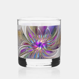 Energetische, kleurrijke Abstracte fractale kunstb Whisky Glas