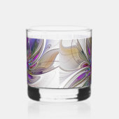 Energetische, kleurrijke Abstracte fractale kunstb Whisky Glas (Rechts)