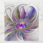 Energetische, kleurrijke Abstracte fractale kunstb Wijn Etiket (Enkel label)