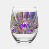 Energetische, kleurrijke Abstracte fractale kunstb Wijnglas Zonder Voet (Achterkant)