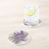 Energetische, kleurrijke Abstracte fractale kunstb Zandsteen Onderzetter (Zijkant)