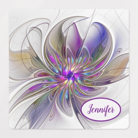 Energetische, kleurrijke Abstracte fractale naam Labels (Design 1)