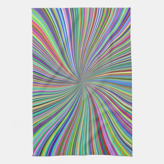 Energetische kleurrijke Ribbon Sunburst Theedoek (Verticaal)