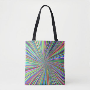 Energetische kleurrijke Ribbon Sunburst Tote Bag