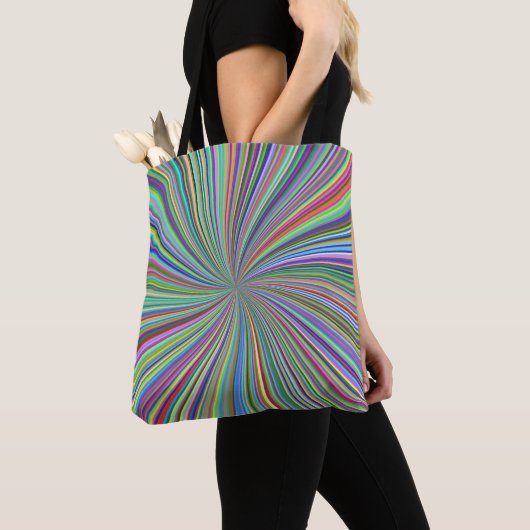 Energetische kleurrijke Ribbon Sunburst Tote Bag (Dichtbij)