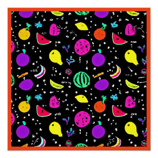 Energetische neon fruit dans perfect poster (Voorkant)