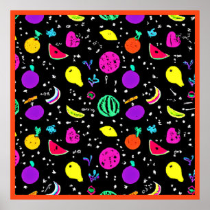 Energetische neon fruit dans poster