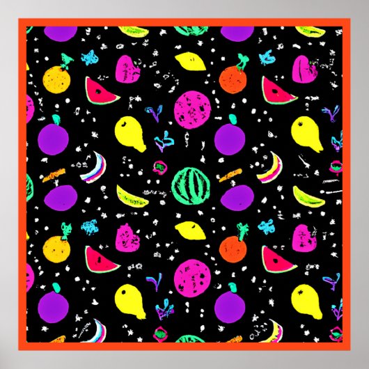Energetische neon fruit dans poster (Voorkant)
