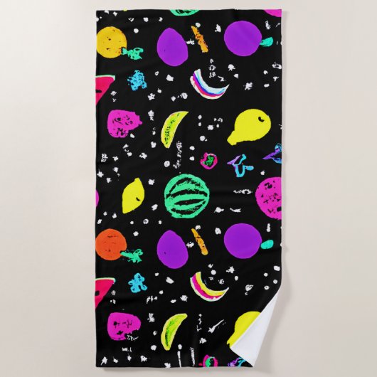 Energetische neon fruit dans strandlaken (Voorkant)