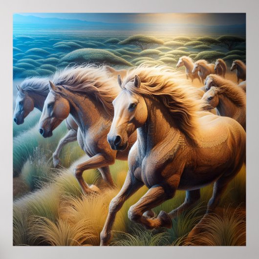 Energetische Paardachtigen: een galopperende grati Poster (Voorkant)