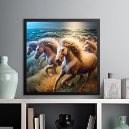 Energetische Paardachtigen: een galopperende grati Poster