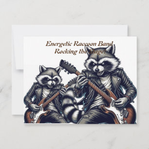 Energetische Raccoon Band: Rocking the Stage! Feestdagenkaart