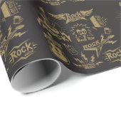 Energetische rock muziek essentie cadeaupapier (Rol Hoek)
