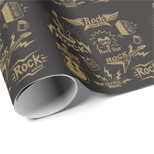 Energetische rock muziek essentie cadeaupapier (Rol Hoek)