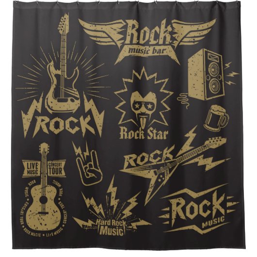 Energetische rock muziek essentie douchegordijn (Voorkant)