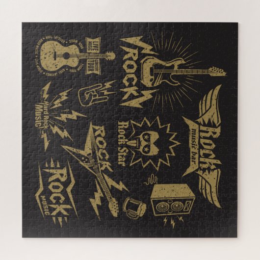 Energetische rock muziek essentie legpuzzel (Horizontaal)