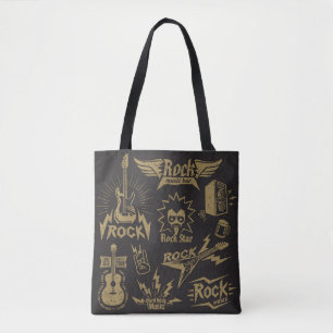Energetische rock muziek essentie tote bag