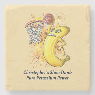 Energetische Slam Dunk Banana Fruitarian Sports 🍌 Stenen Onderzetter