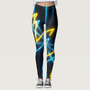 Energetische zigzaglijnen in neon geel en blauw leggings